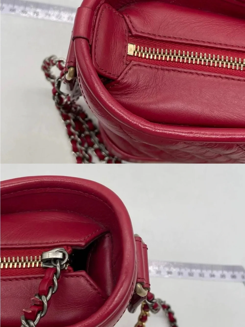 CHANEL Burgundy Quilted Chevron Leather Shoulder Bag with Gold CC Charm